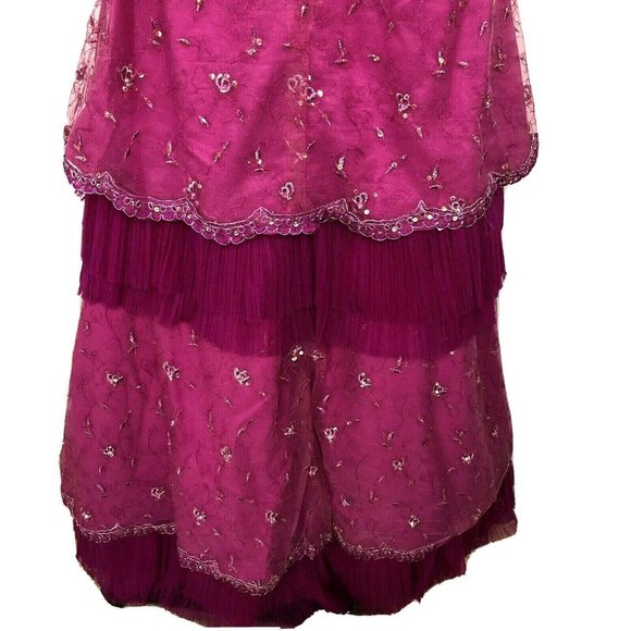 Formal Dress Posh Precious Womens 4 Magenta Beads Junior Halter Convert Skirt - Picture 8 of 11